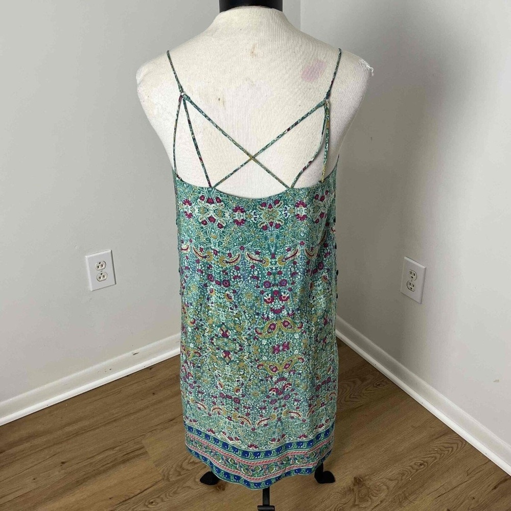 Anthropologie Maeve Meret Green Floral Paisley Boho Silk Tunic Blouse Size US 6 - Picture 12 of 16